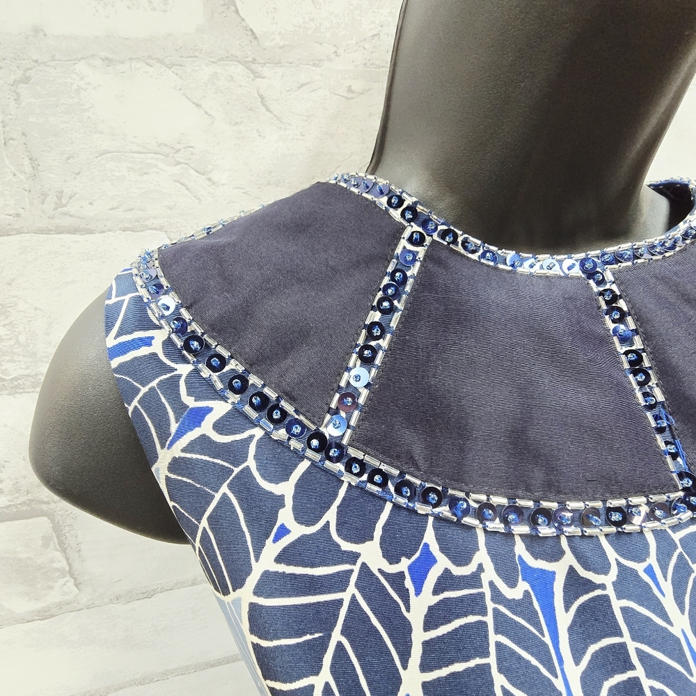 Tory Burch Blue Floral‎ Print Sheath Dress - Picture 4 of 9